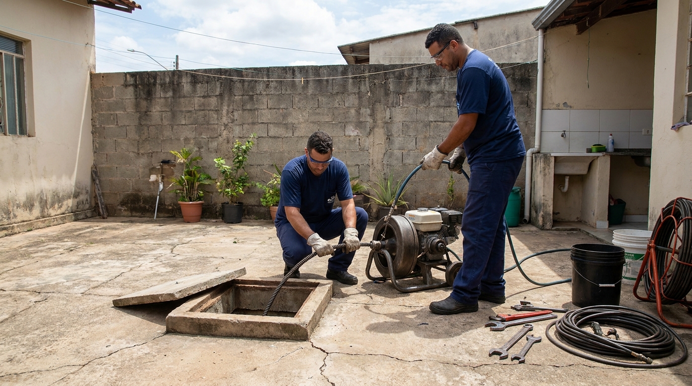 Desentupimento de esgoto residencial em Mogi das Cruzes‑SP